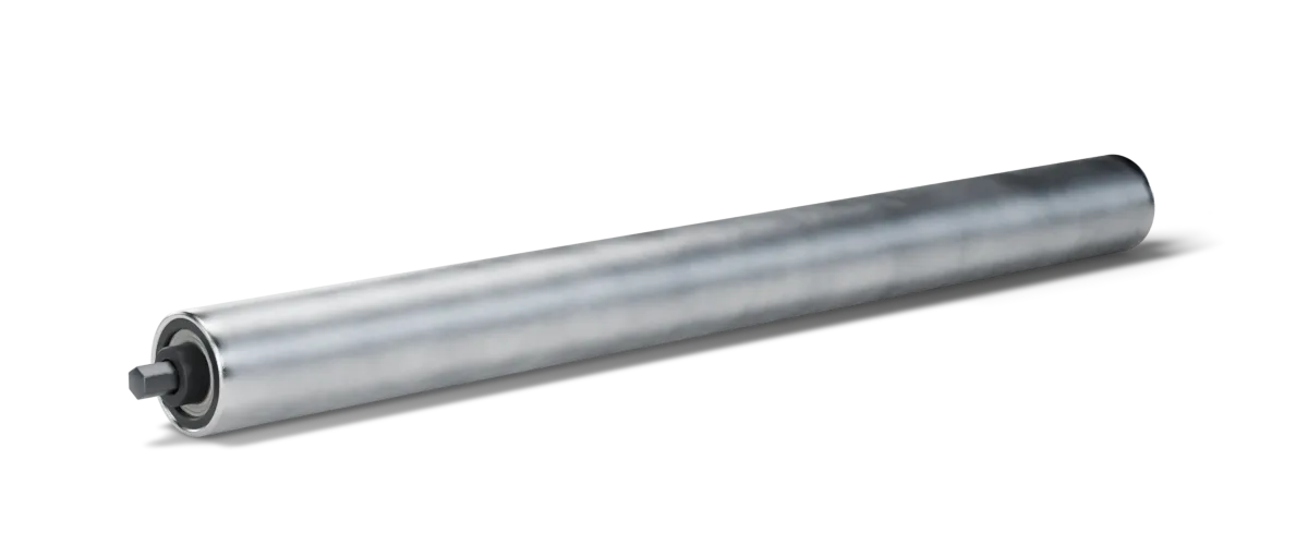 LR187 1.875-inch galvanized steel conveyor roller with a 7/16-inch hex axle